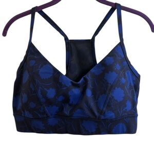 Boden Jessica Active Sports Bra Navy Persian Blue J0791 Size 8 Blue Leafy Bud